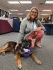 Carrie with Kanza in the Library